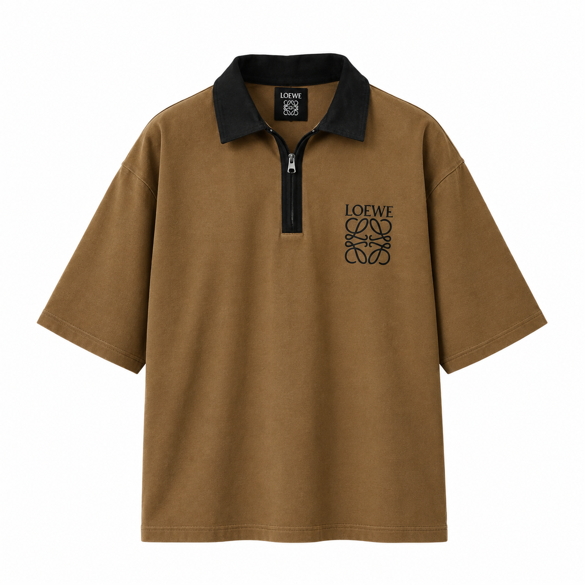 Brown oversized polo front