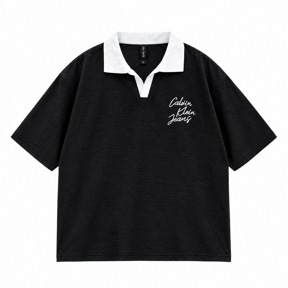 ZIVO black and white contrast collar polo front
