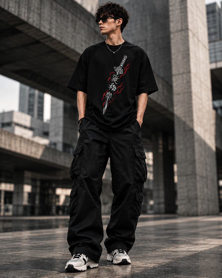 ZIVO Sword Flame T-Shirt men's streetwear