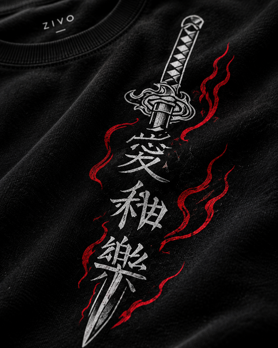 ZIVO Sword Flame T-Shirt graphic detail