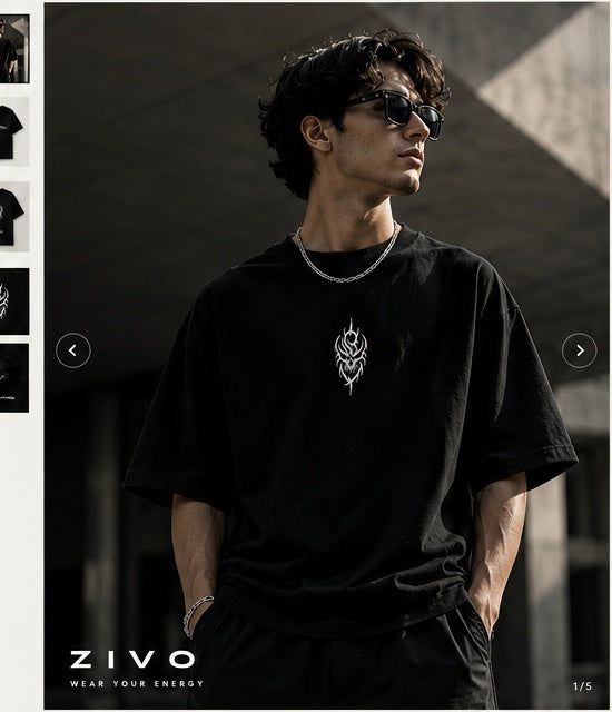 ZIVO Tribal Logo Oversized T-Shirt model