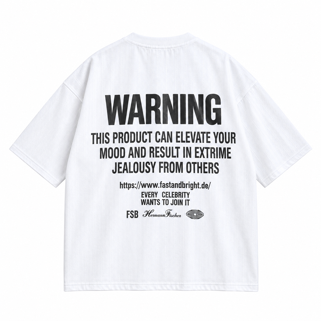 ZIVO WARNING white heavyweight T-shirt back