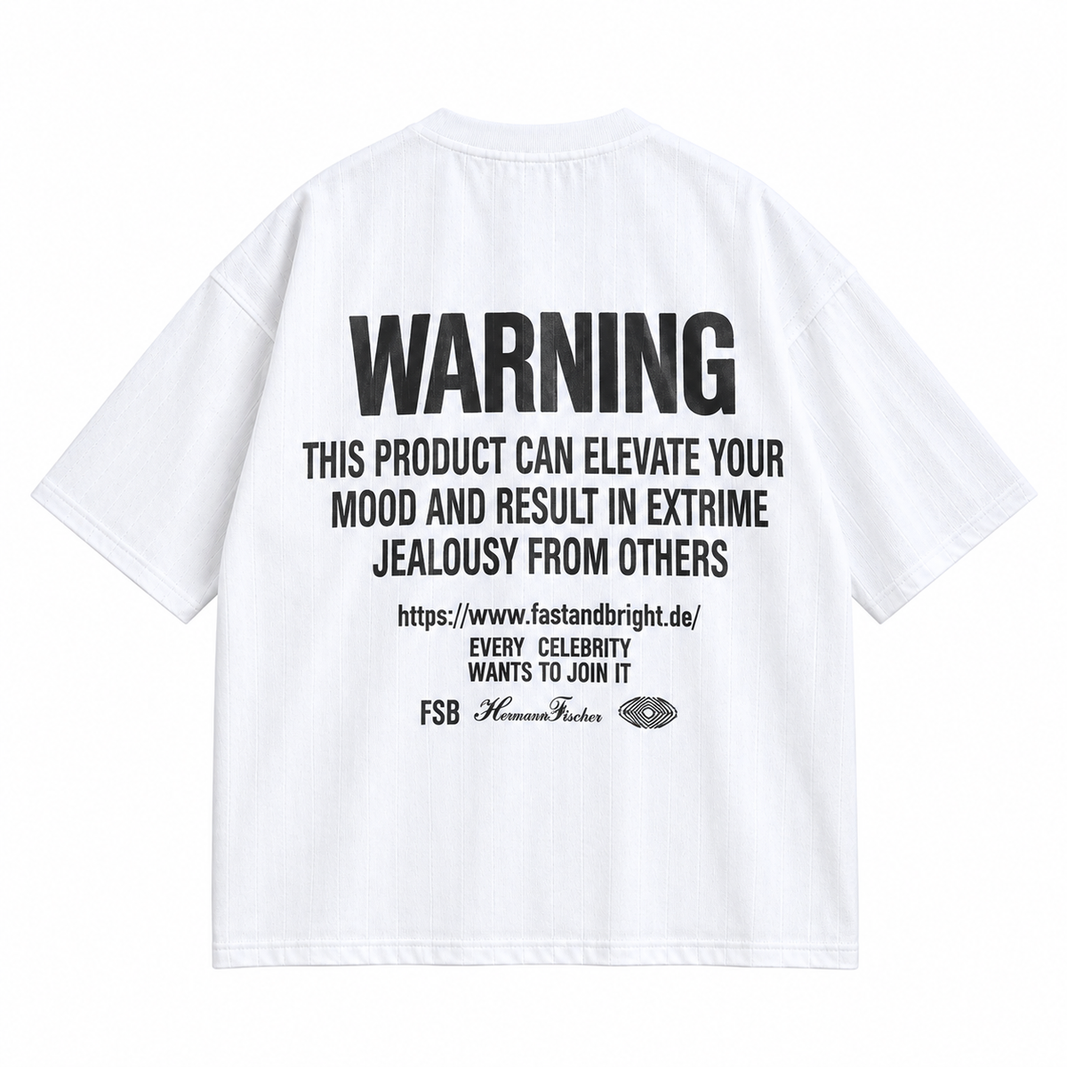 ZIVO WARNING white heavyweight T-shirt back
