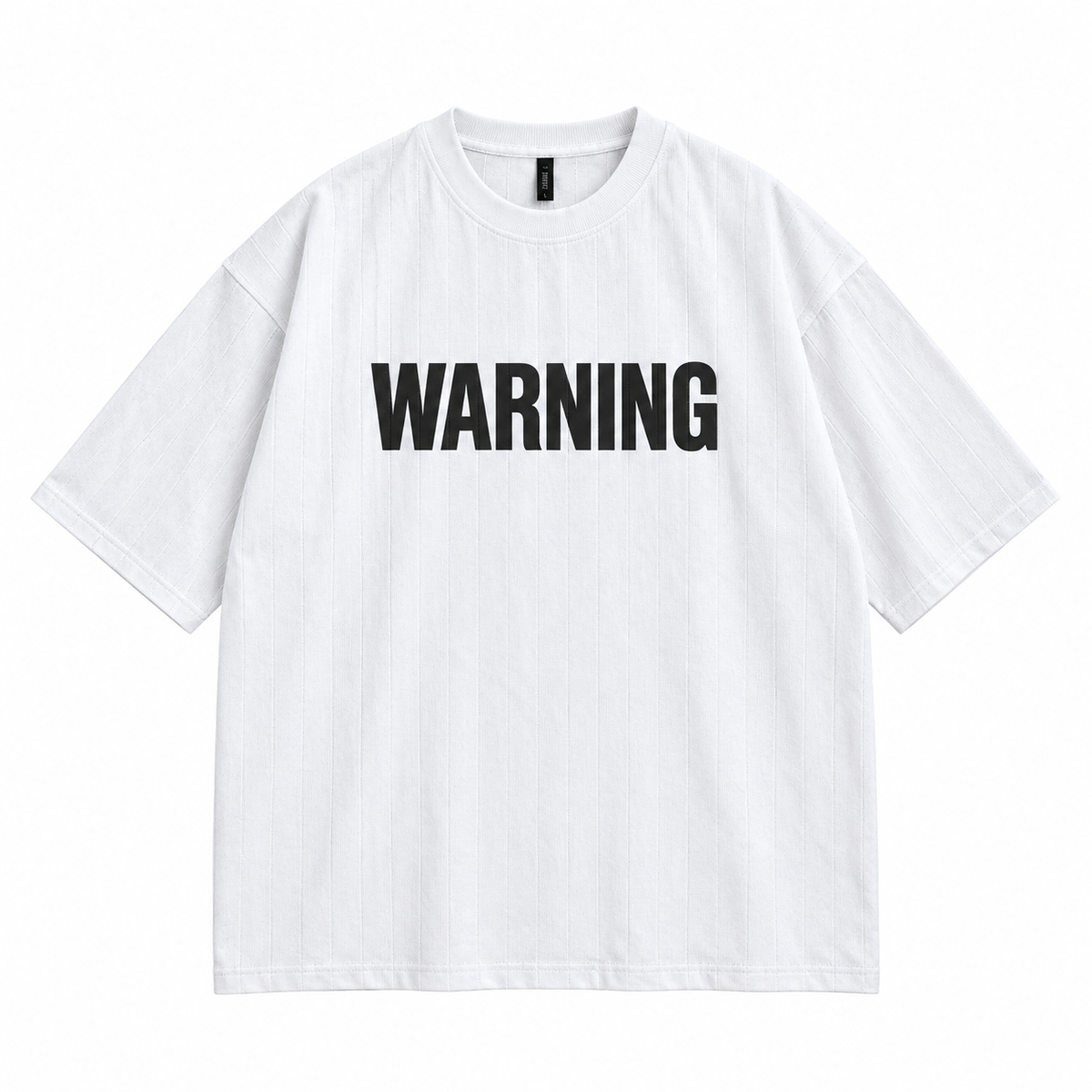 ZIVO WARNING white heavyweight T-shirt front