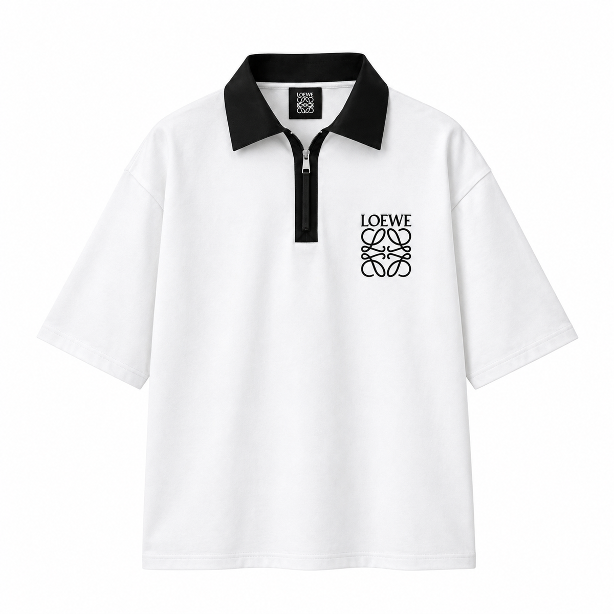 White oversized polo front