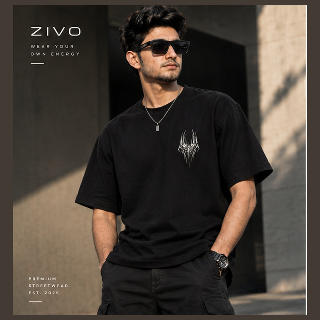 ZIVO Tribal Wing Tee front black