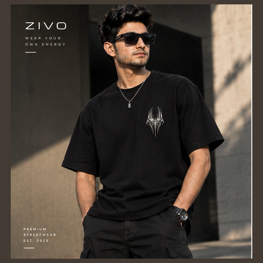 ZIVO Tribal Wing Tee front black